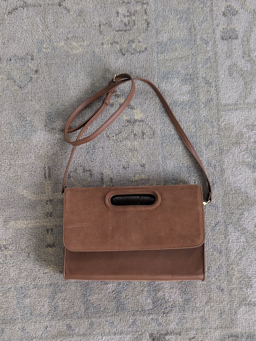WHBM Camel Suede Convertible Crossbody